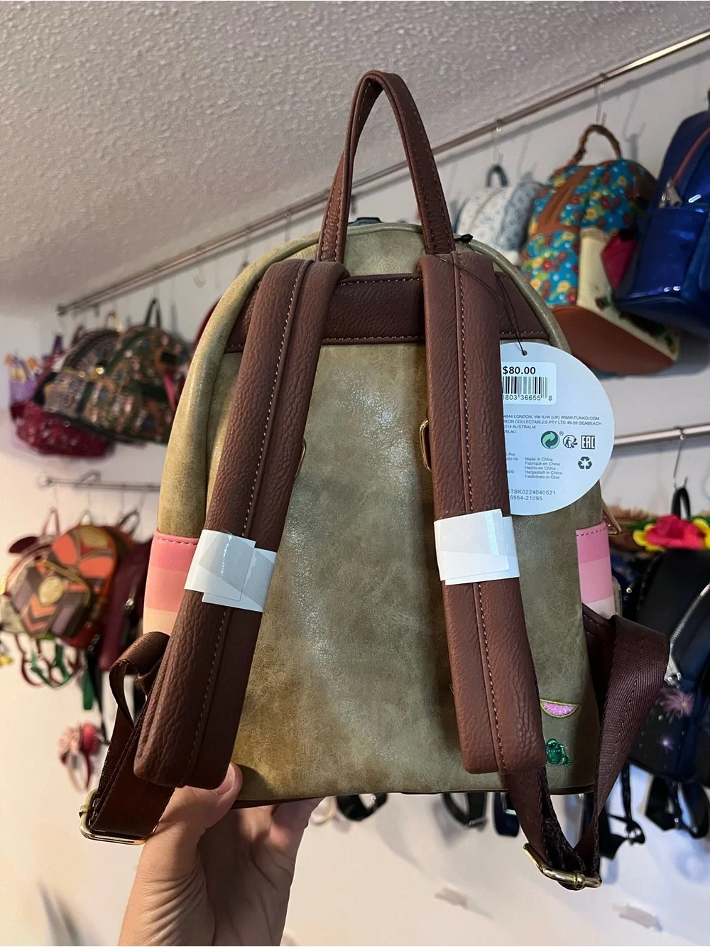 Loungefly Star Wars The Mandalorian Grogu Mini Backpack - Brown, Pink & Green